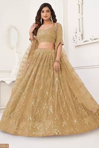 Chiku Net Embroidered & Thread Work Semi Stitched Lehenga Choli
