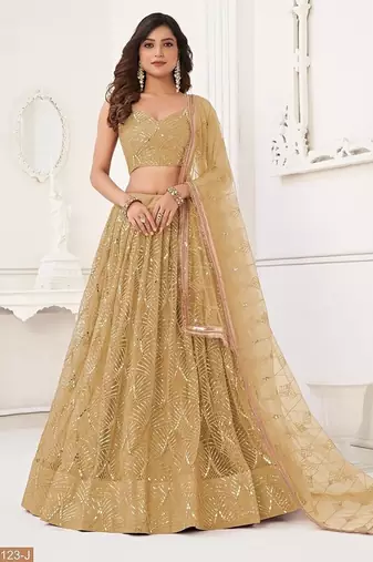 Chiku Net Embroidered & Thread Work Semi Stitched Lehenga Choli
