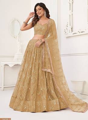 Chiku Net Embroidered & Thread Work Semi Stitched Lehenga Choli 3