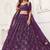 Wine Net Embroidered & Thread Work Semi Stitched Lehenga Choli