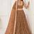 Brown Net Embroidered & Thread Work Semi Stitched Lehenga Choli
