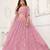 Pink Net Embroidered & Thread Work Semi Stitched Lehenga Choli