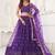 Purple Net Embroidered & Thread Work Semi Stitched Lehenga Choli
