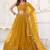 Mustard Net Embroidered & Thread Work Semi Stitched Lehenga Choli