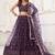 Wine Net Embroidered & Thread Work Semi Stitched Lehenga Choli