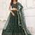 Green Net Embroidered & Thread Work Semi Stitched Lehenga Choli