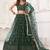 Green Net Embroidered & Thread Work Semi Stitched Lehenga Choli