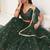 Green Net Embroidered & Thread Work Semi Stitched Lehenga Choli