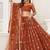 Brown Net Embroidered & Thread Work Semi Stitched Lehenga Choli
