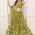 Green Net Embroidered & Thread Work Semi Stitched Lehenga Choli