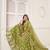 Green Net Embroidered & Thread Work Semi Stitched Lehenga Choli