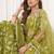 Green Net Embroidered & Thread Work Semi Stitched Lehenga Choli