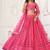 Pink Net Embroidered & Thread Work Semi Stitched Lehenga Choli