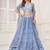 Blue Net Embroidered & Thread Work Semi Stitched Lehenga Choli