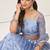 Blue Net Embroidered & Thread Work Semi Stitched Lehenga Choli