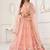Peach Net Embroidered & Thread Work Semi Stitched Lehenga Choli