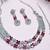 Pink rhodium premium designer american diamond and stone work necklace set