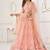 Peach Net Embroidered & Thread Work Semi Stitched Lehenga Choli
