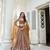 Brown Net Embroidered & Thread Work Semi Stitched Lehenga Choli