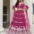 Dark Pink Net Embroidered & Thread Work Semi Stitched Lehenga Choli