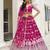 Dark Pink Net Embroidered & Thread Work Semi Stitched Lehenga Choli