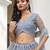 Light Blue Net Embroidered & Thread Work Semi Stitched Lehenga Choli