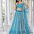 Sky Blue Net Embroidered & Thread Work Semi Stitched Lehenga Choli