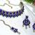 Blue yellow gold premium designer american diamond and stone work necklace set