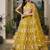 Mustard Net Embroidered & Thread Work Semi Stitched Lehenga Choli
