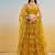 Mustard Net Embroidered & Thread Work Semi Stitched Lehenga Choli