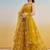 Mustard Net Embroidered & Thread Work Semi Stitched Lehenga Choli