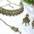 Green yellow gold premium designer american diamond and stone work necklace set