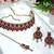 Maroon yellow gold premium designer american diamond and stone work necklace set