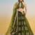 Green Net Embroidered & Thread Work Semi Stitched Lehenga Choli