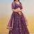 Dark Purple Net Embroidered & Thread Work Semi Stitched Lehenga Choli