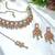 Pink yellow gold premium designer american diamond and stone work necklace set