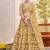 Yellow Net Embroidered & Thread Work Semi Stitched Lehenga Choli