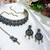 Blue yellow gold premium designer american diamond and stone work necklace set