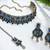 Blue yellow gold premium designer american diamond and stone work necklace set