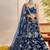 Blue Net Embroidered & Thread Work Semi Stitched Lehenga Choli