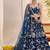Blue Net Embroidered & Thread Work Semi Stitched Lehenga Choli