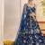 Blue Net Embroidered & Thread Work Semi Stitched Lehenga Choli