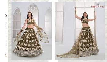 Green Net Embroidered & Thread Work Semi Stitched Lehenga Choli 2