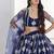 Navy Blue Net Embroidered & Thread Work Semi Stitched Lehenga Choli