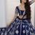 Navy Blue Net Embroidered & Thread Work Semi Stitched Lehenga Choli
