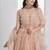 Peach Net Embroidered & Thread Work Semi Stitched Lehenga Choli