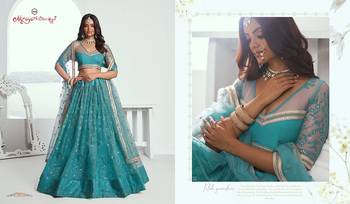 Blue Net Embroidered & Thread Work Semi Stitched Lehenga Choli 2