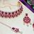 Maroon rose gold premium designer american diamond and stone work necklace set