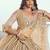 Beige Net Embroidered & Thread Work Semi Stitched Lehenga Choli