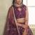Wine Net Embroidered & Thread Work Semi Stitched Lehenga Choli